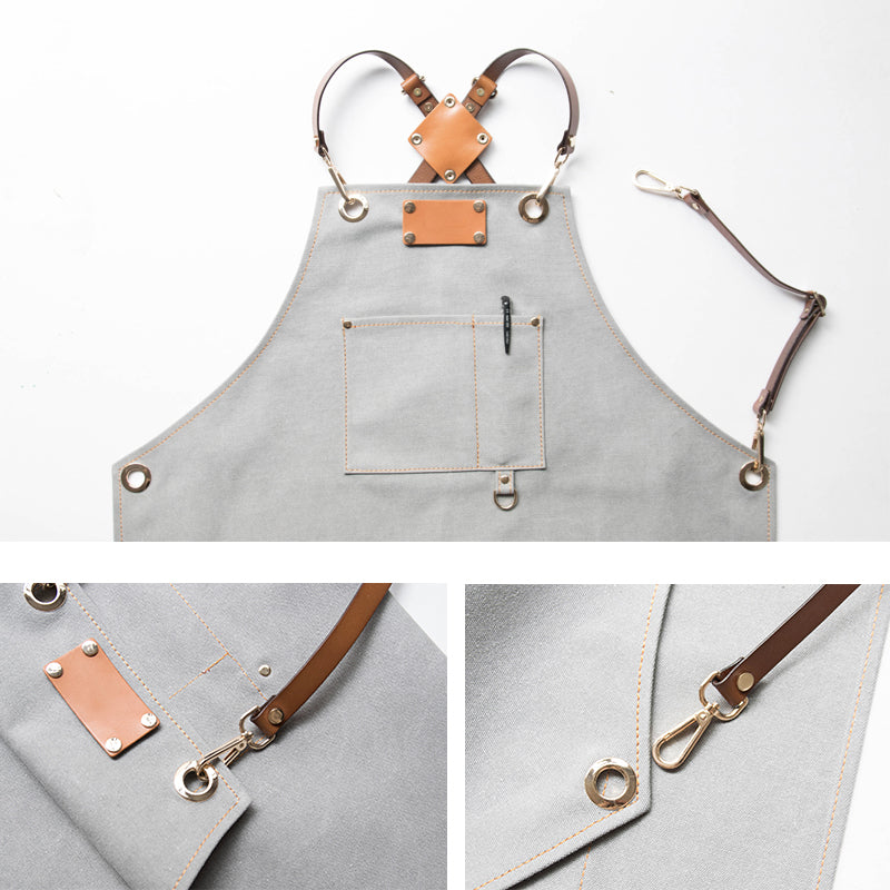 Handmade Apron Canvas Apron Restaurant Apron Cafe Apron Stylish Work Apron Long Apron GPG922-X - LISABAG