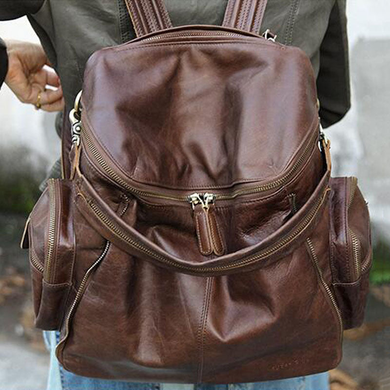 Handmade Backpack Full Grain Leather School Backpack Travel Backpack KP86120 - LISABAG