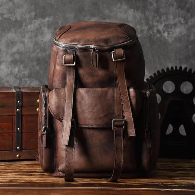 Personalized Leather Backpack Men Travel Backpack Hiking Rucksack Unisex Backpack Weekender Backpack - LISABAG