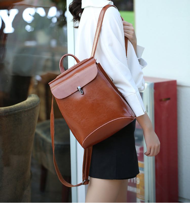Handmade Women s Fashion Leather Backpack Shoulder Bag Small