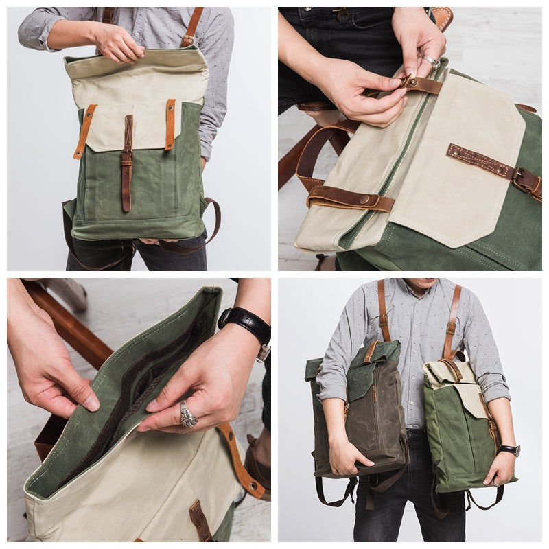 Leather sales daypack backpack