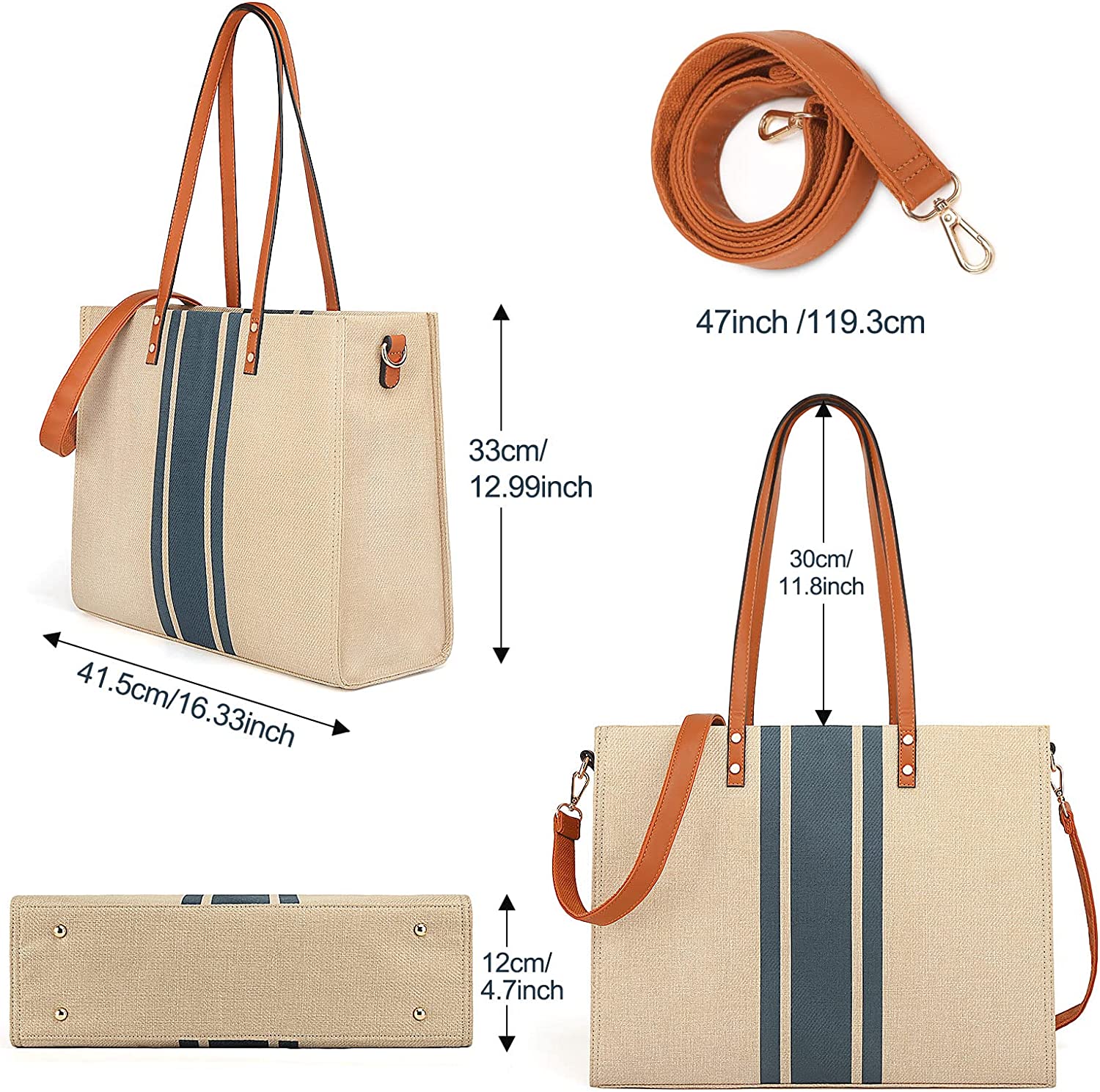 15.6 Inch Laptop Tote Bag for Women, Large Canvas Work Tote Bags for Women, Computer Briefcase Shoulder Bag, Casual Beach Bag 15.6 Inch Laptop Tote Bag for Women, Large Canvas Work Tote Bags for Women, Computer Briefcase Shoulder Bag, Casual Beach Bag