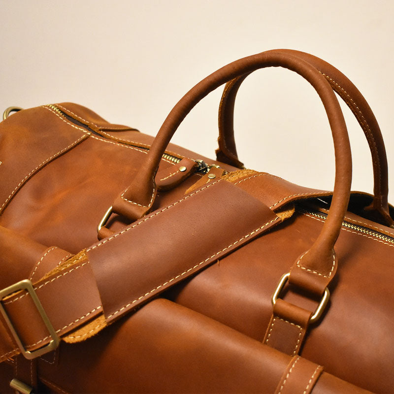 Personalised leather overnight 2025 bag