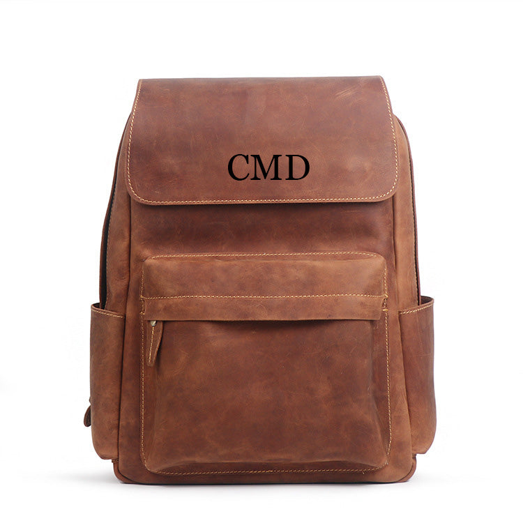 Mens Crazy Horse Leather backpack Personalized Leather Travel Backpack Large Leather Laptop Backpack Best Gifts For Him