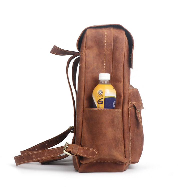 Mens Crazy Horse Leather backpack Personalized Leather Travel Backpack Large Leather Laptop Backpack Best Gifts For Him