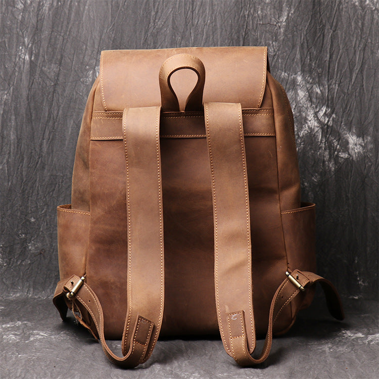 Mens Crazy Horse Leather backpack Personalized Leather Travel Backpack Large Leather Laptop Backpack Best Gifts For Him