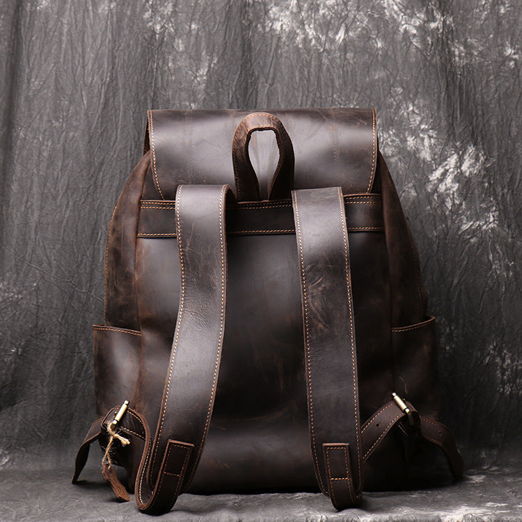 Mens Crazy Horse Leather backpack Personalized Leather Travel Backpack Large Leather Laptop Backpack Best Gifts For Him