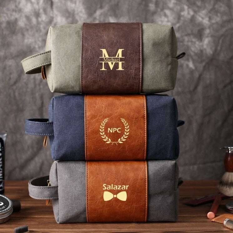 Groomsmen Gifts Men Leather Toiletry Bag Monogram Dopp Kit Personalized  Best Man Gifts