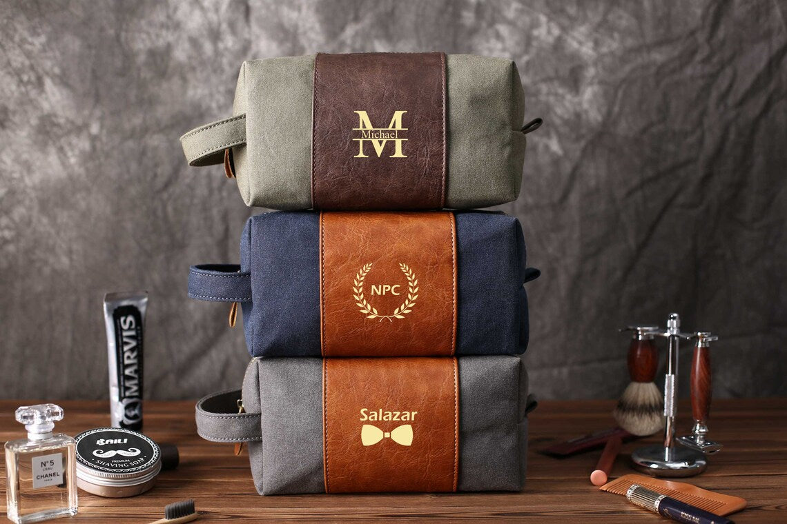 Men's leather toiletry bags