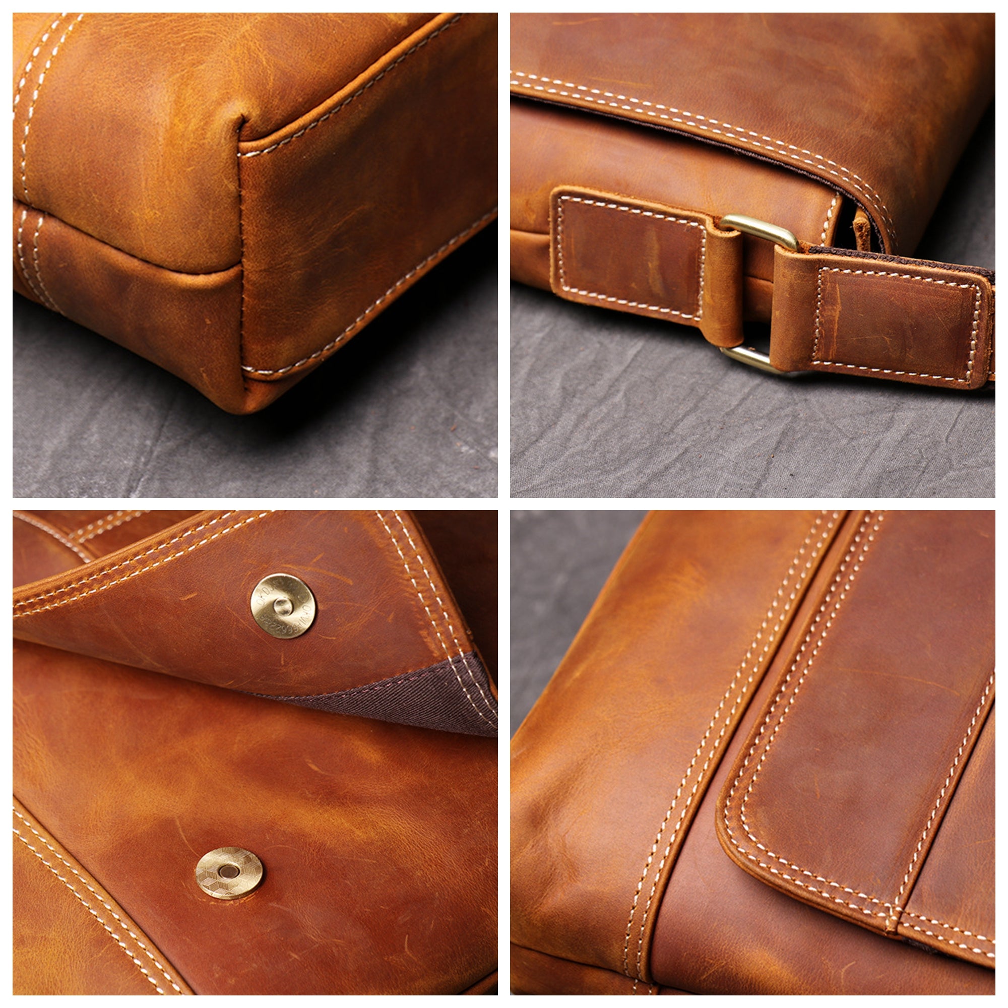 Personalized Full Grain leather Messenger Bag Handmade Laptop Bag Men' –  LISABAG