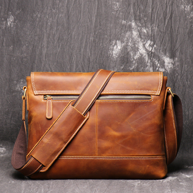 Personalized Leather Messenger Bag Men's Leather Briefcase