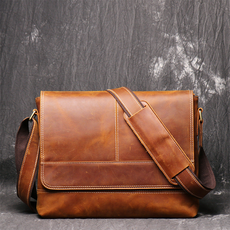 Leather Messenger for Men Cross Body Bag Gift for Him Flap 