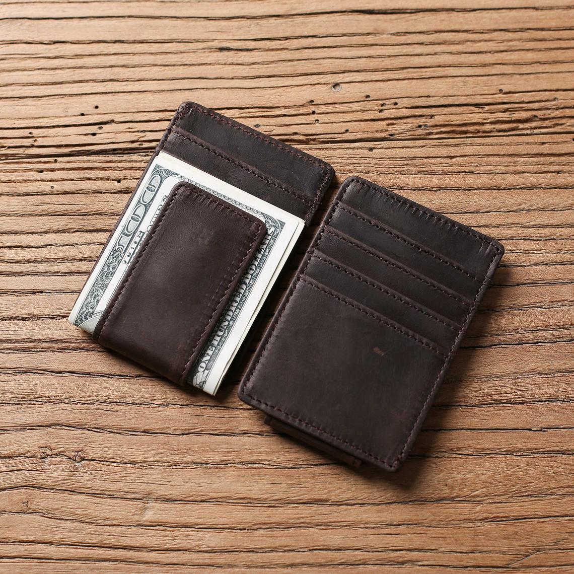 Personalized Money Clip Wallet Mens Leather Wallet Money 