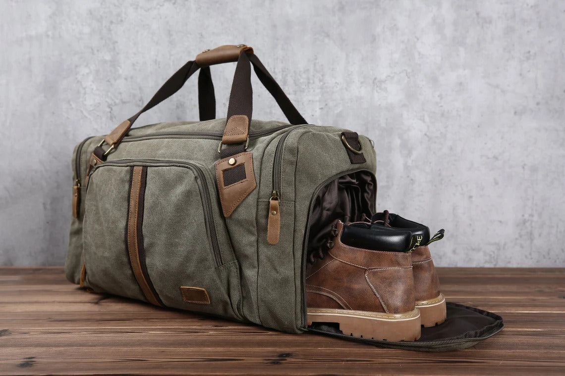 custom men's travel bags Monogrammed Duffle Bag, Personalized Mens Bag, Weekend Luggage Bag ArmyGreen / Yes Wotancraft Pilot Travel Camera lightweight and durable quality Color:Mad Parrot allcollection