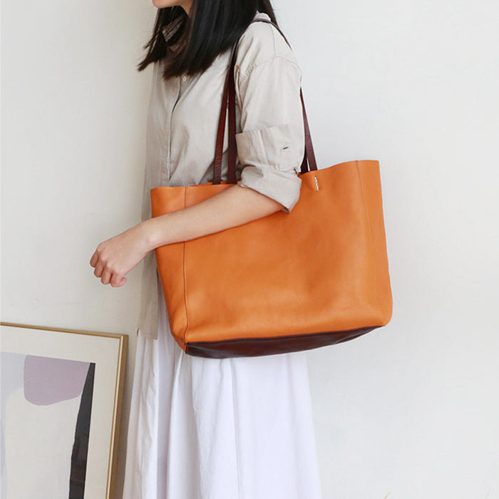 Leather Tote Shopper, Tan, Tote Bag