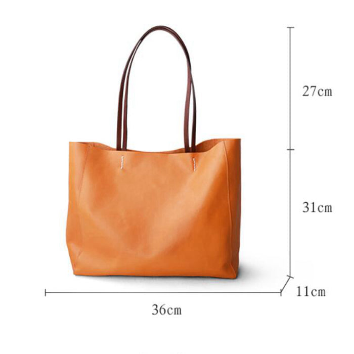 Personalized Genuine Leather Tote Bag For Women Full Grain Leather Fashion Designer Handbag Leather Large Casual Bag For Ladies