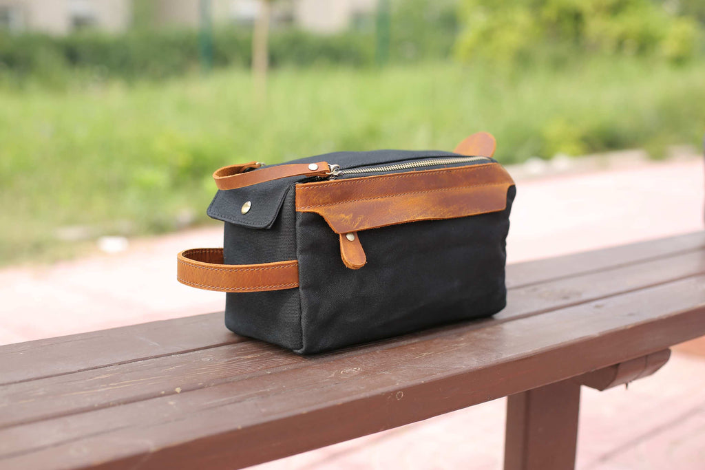 Groomsmen Gift, Personalized Waxed Canvas Toiletry Bag with Monogram, Dopp Kit, Mens Gift, Wedding Gift