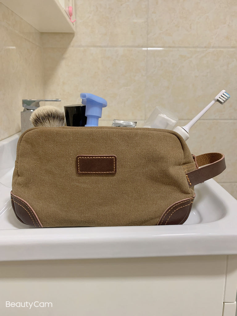 Mens Toiletry Bag, Personalized Groomsmen Gift, Canvas Dopp Kit, Monogrammed Toiletry Bag