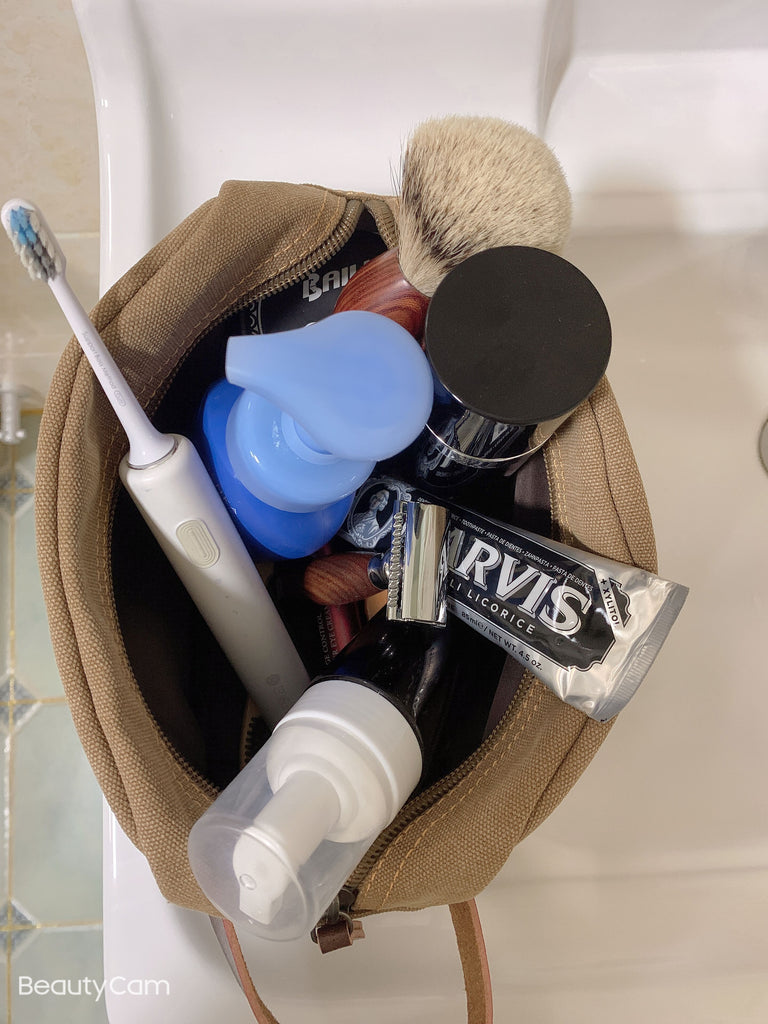 Mens Toiletry Bag, Personalized Groomsmen Gift, Canvas Dopp Kit, Monogrammed Toiletry Bag