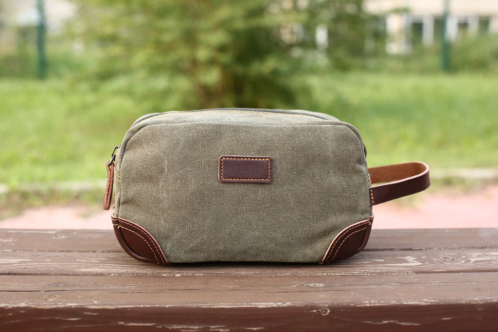 Mens Toiletry Bag, Personalized Groomsmen Gift, Canvas Dopp Kit, Monogrammed Toiletry Bag