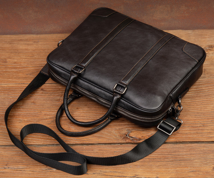 Personalized Leather Messenger Bag Men's Leather Briefcase