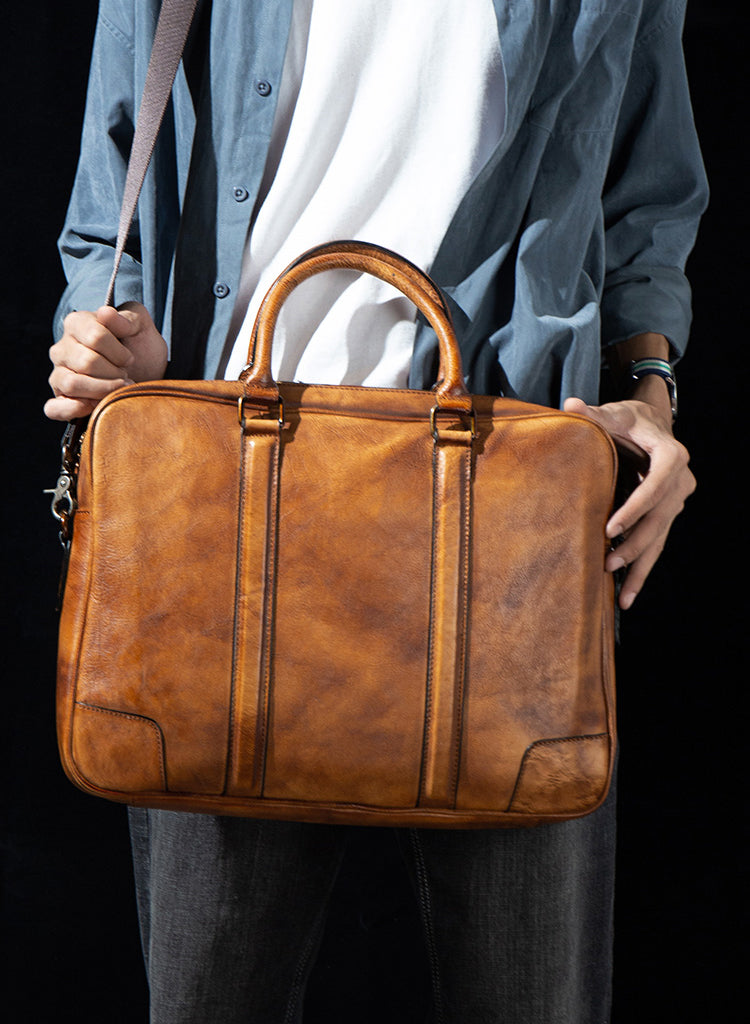 Personalized Full Grain leather Messenger Bag Handmade Laptop Bag Men' –  LISABAG