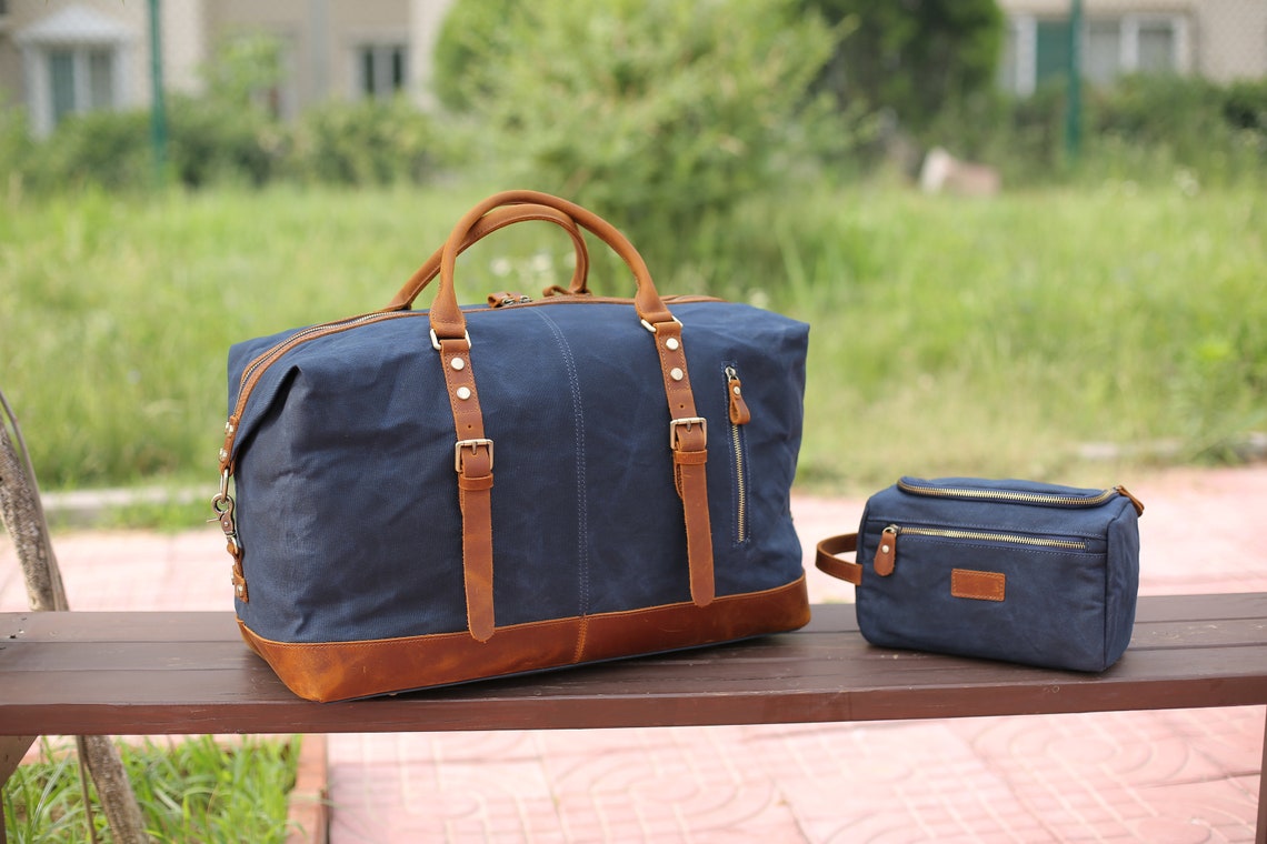 designer mens travel toiletry bag Personalized Mens Travel Bag Set, Mens Travel Bag, Mens Toiletry Bag, Groomsmen Gift, Weekender Navy Blue / Yes