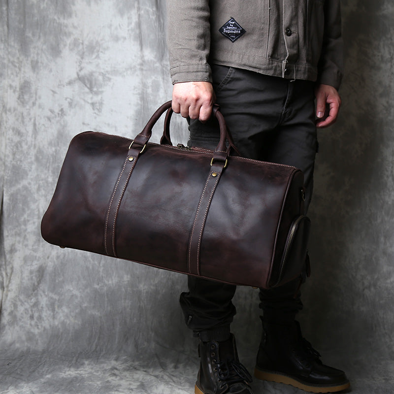 Full Grain Leather Duffle Bag, Large Travel Bag, Mens Leather Weekend Bag,  Personalized Outdoor Bag, Holdall Bag