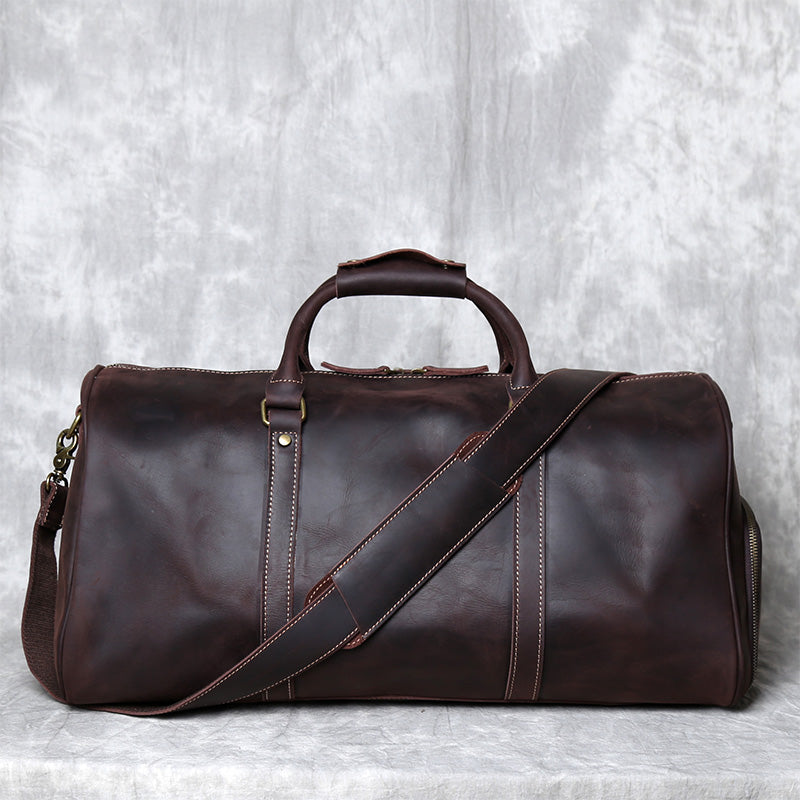 Full Grain Leather Duffle Bag, Large Travel Bag, Mens Leather Weekend Bag, Personalized Outdoor Bag, Holdall Bag