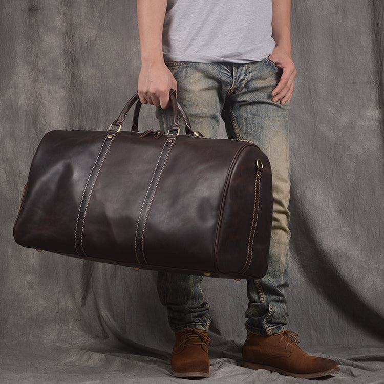 Full Grain Leather Duffle Bag, Large Travel Bag, Mens Leather