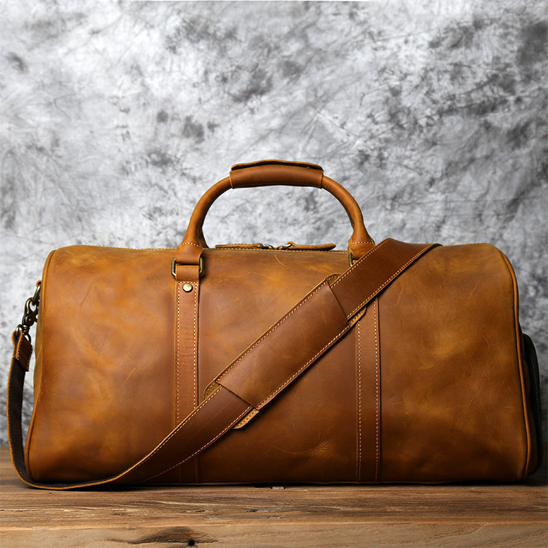 Full Grain Leather Duffle Bag Large Travel Bag Mens Leather Weekend LISABAG