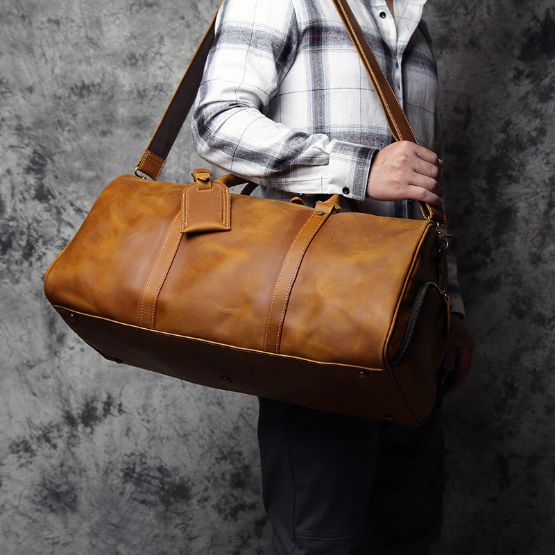 Full Grain Leather Duffle Bag, Large Travel Bag, Mens Leather Weekend Bag, Personalized Outdoor Bag, Holdall Bag