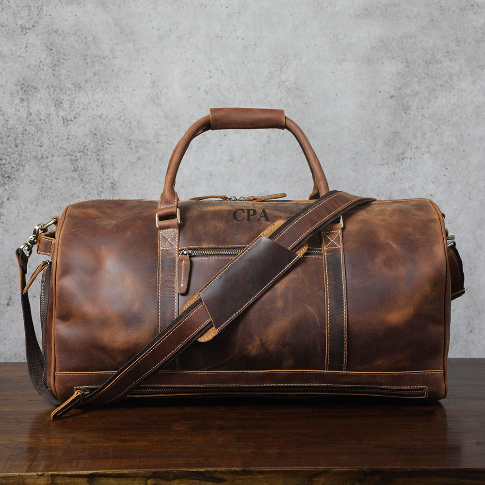 Personalized Leather Travel Bag