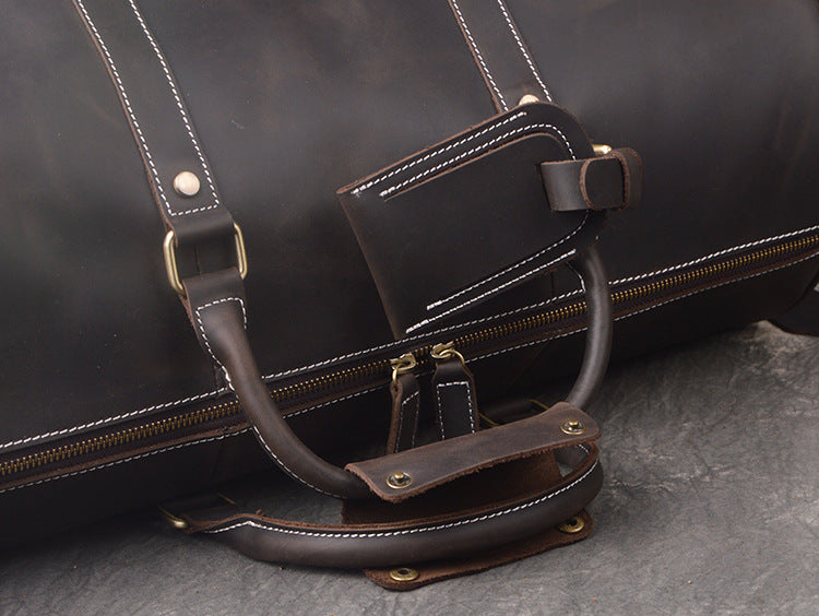 Personalized leather duffel bag with shoe compartment, handmade leather weekender bag, leather overnight bag, Holdall