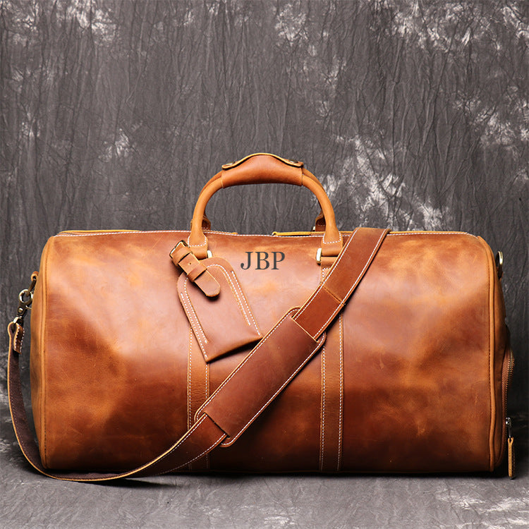 monogrammed leather duffle