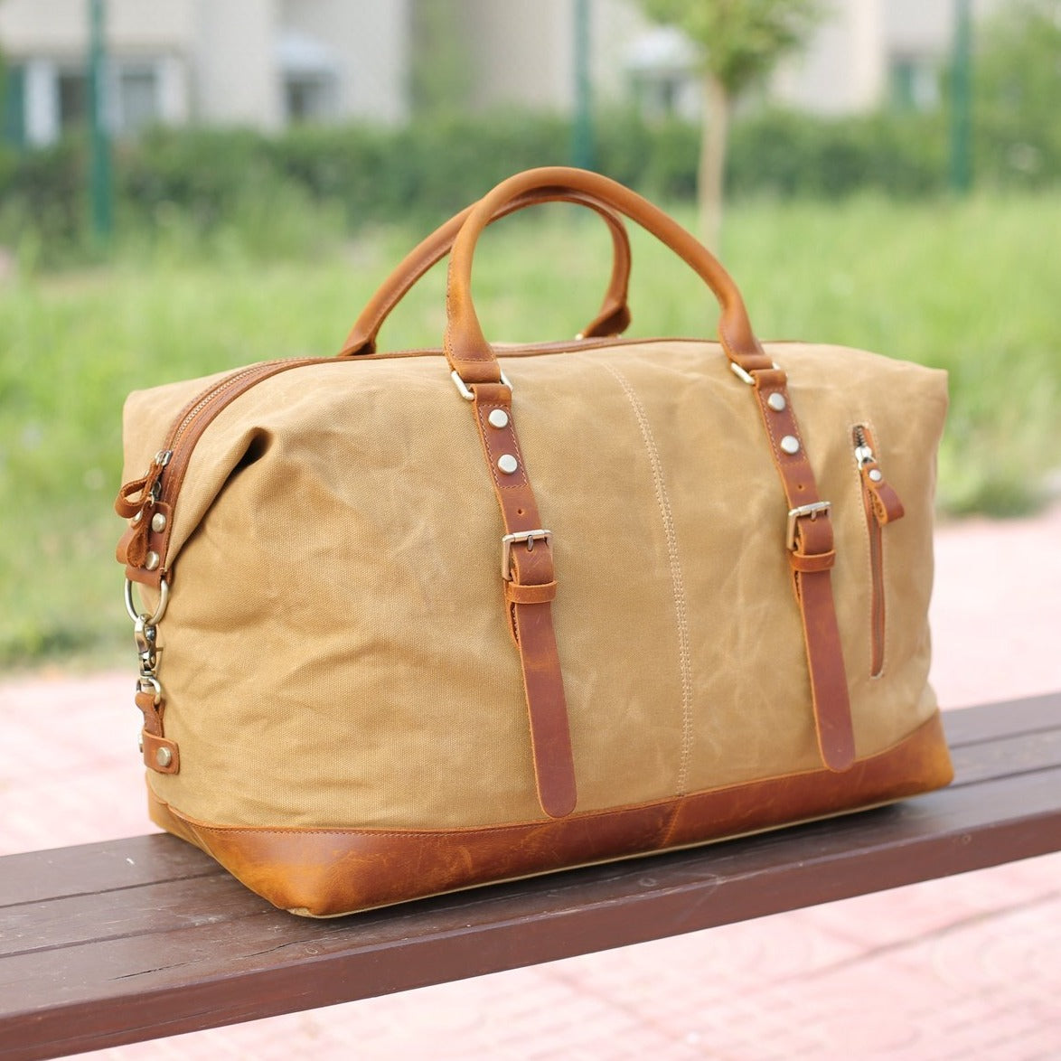 custom travel duffel bags Personalized Travel Duffel Bag, Carry On Bag, Luggage Bag, Gift for Him, Weekender Bag Khaki / No