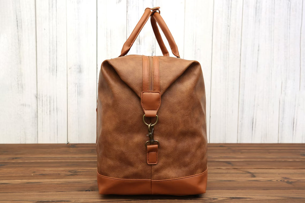 Personalized Vegan Leather Overnight Bag Large Travel Bag Unisex Leather Weekend Bag Travel Bag Holdall Bag For Him