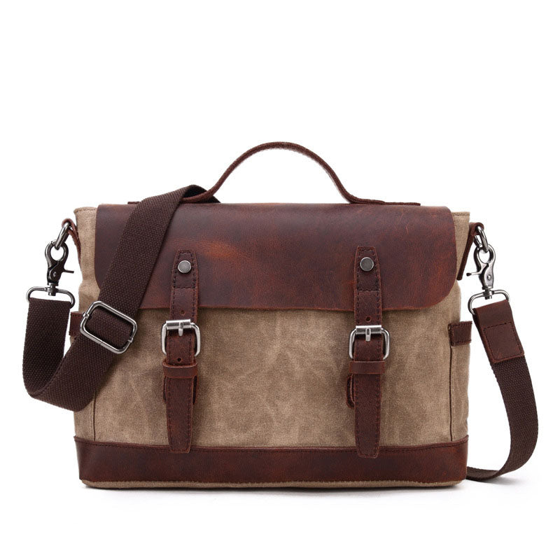 Personalized Waxed Canvas Messenger Bag Men Satchel Briefcase Vintage Crossbody Bag Laptop Bag Unique Groomsmen Gifts