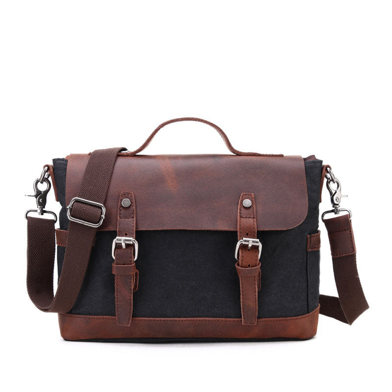 Personalized Waxed Canvas Messenger Bag Men Satchel Briefcase Vintage Crossbody Bag Laptop Bag Unique Groomsmen Gifts