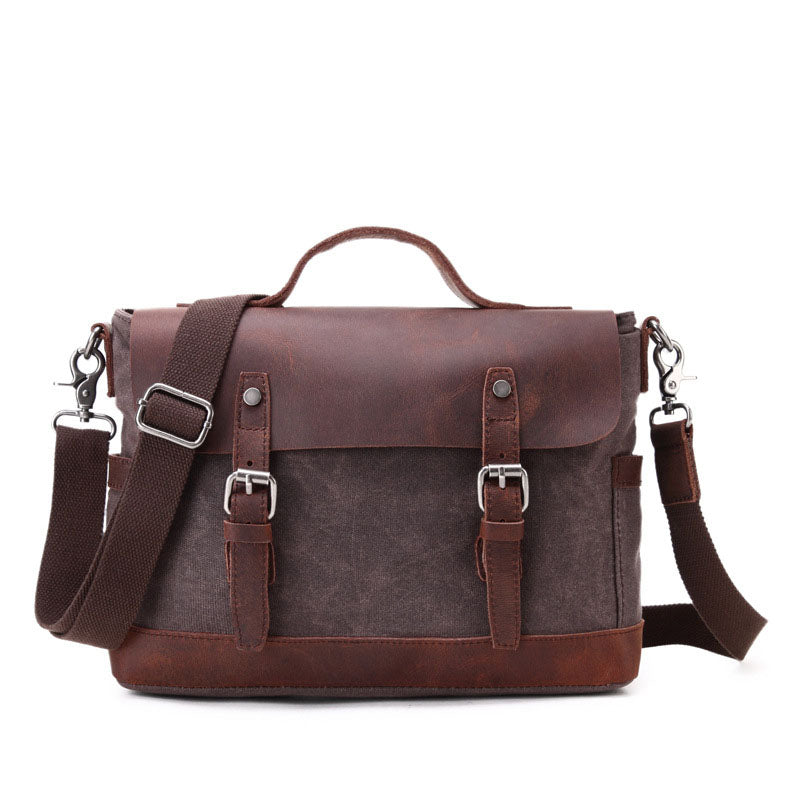 Personalized Waxed Canvas Messenger Bag Men Satchel Briefcase Vintage Crossbody Bag Laptop Bag Unique Groomsmen Gifts