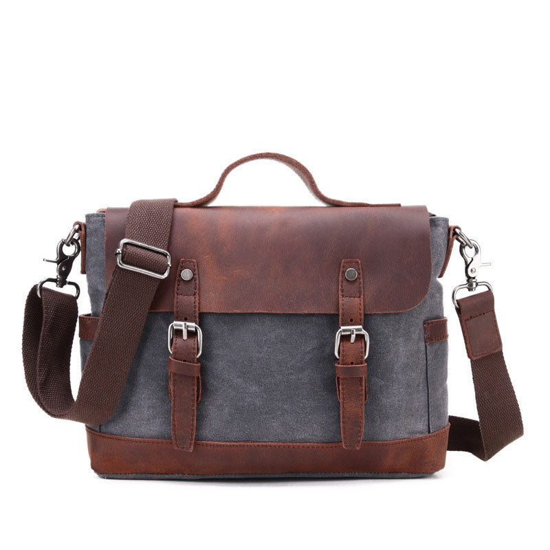 Personalized Full Grain Leather Canvas Messenger Bag Mens Waxed Canvas –  LISABAG