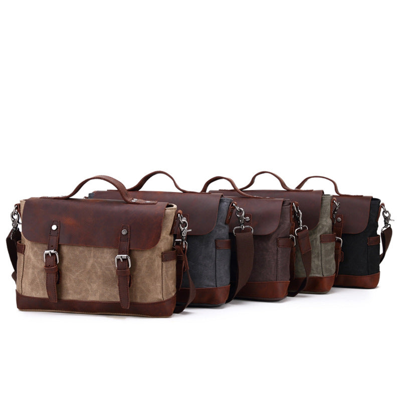 Personalized Waxed Canvas Messenger Bag Men Satchel Briefcase Vintage Crossbody Bag Laptop Bag Unique Groomsmen Gifts
