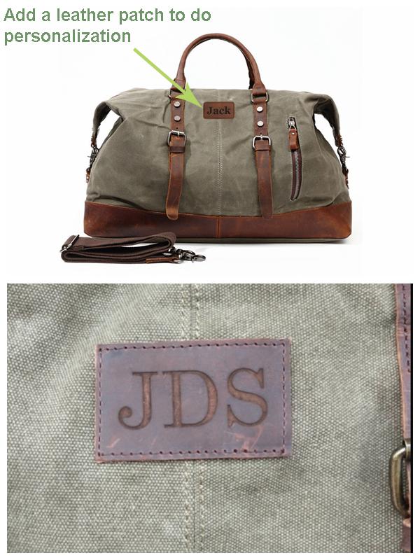 Leather and Canvas Overnight Travel Bag Army Green
