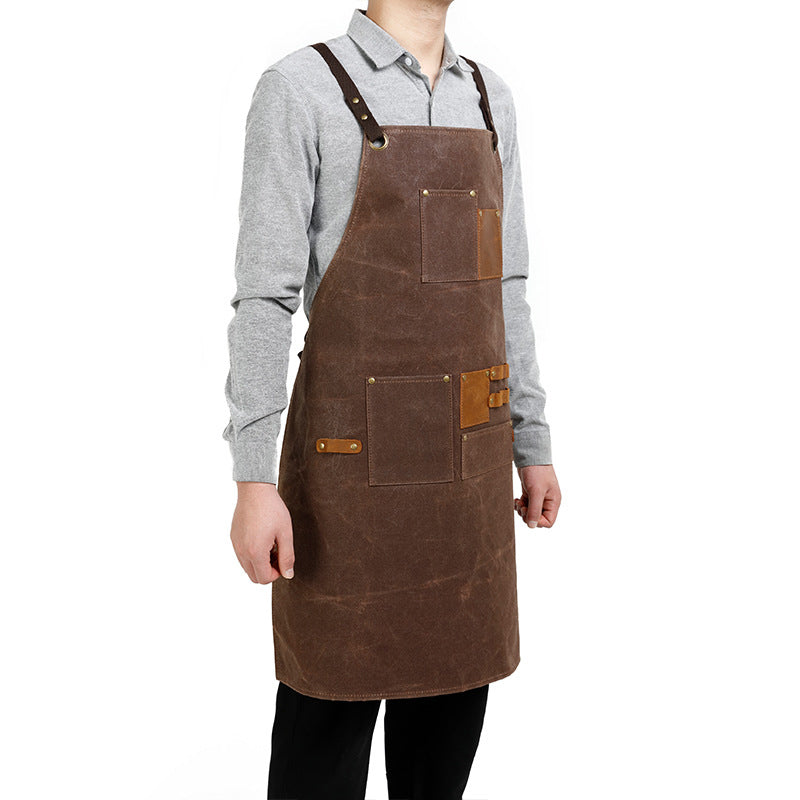 Personalized Unisex Workshop Apron with Pockets Side Loops Waterproof Tool Apron