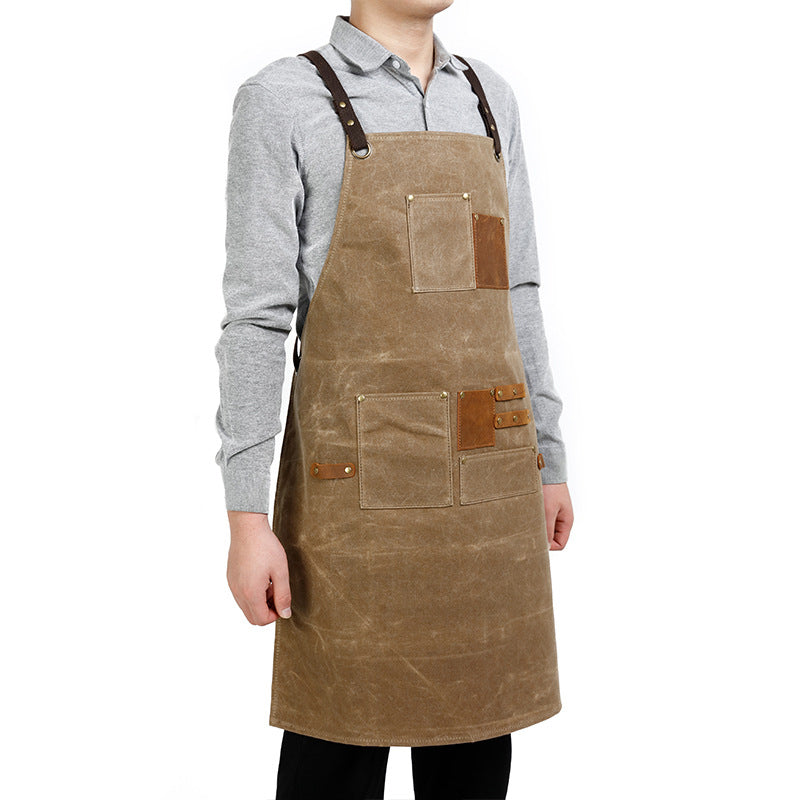 Personalized Unisex Workshop Apron with Pockets Side Loops Waterproof Tool Apron