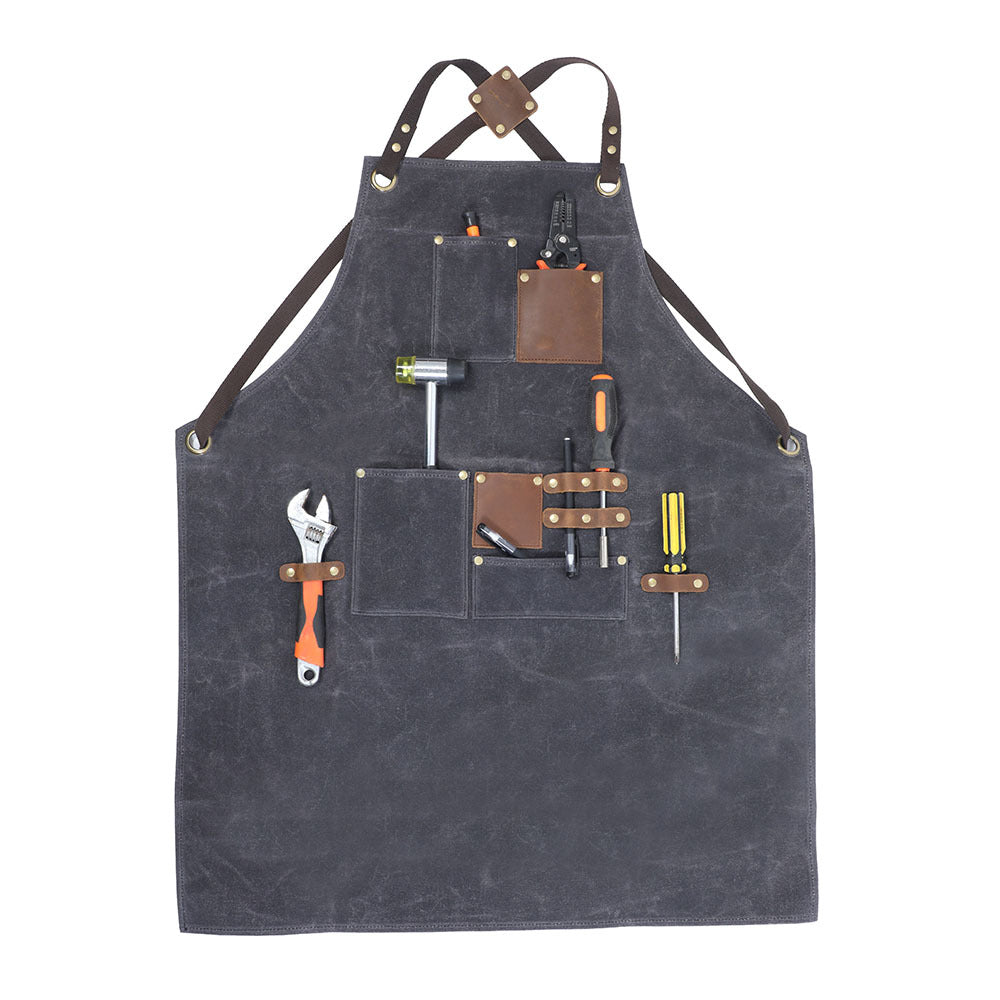 Personalized Unisex Workshop Apron with Pockets Side Loops Waterproof Tool Apron
