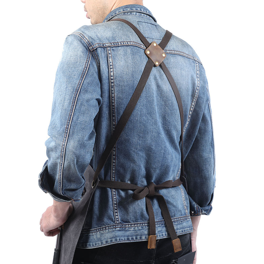 Personalized Unisex Workshop Apron with Pockets Side Loops Waterproof Tool Apron