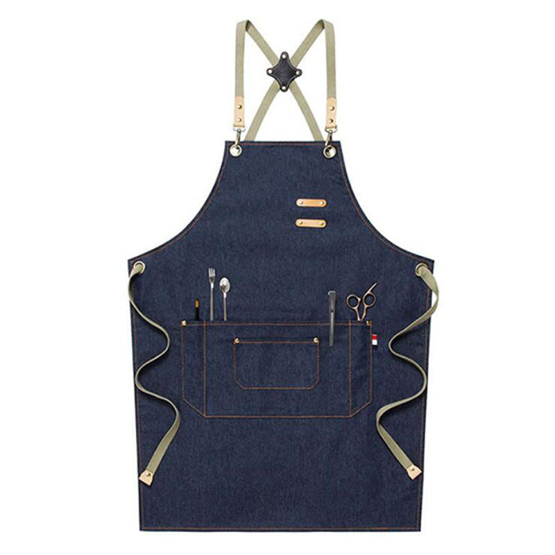 Personalized Chef Apron Custom Logo Denim Apron Workshop Aprons Server Apron Studio Aprons M79-16B - LISABAG