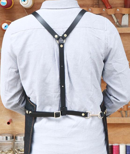 Personalized Full Denim Apron Adjustable Strap Apron Stylish Apron Restaurant Apron Bookstore Apron ZW129-6H - LISABAG