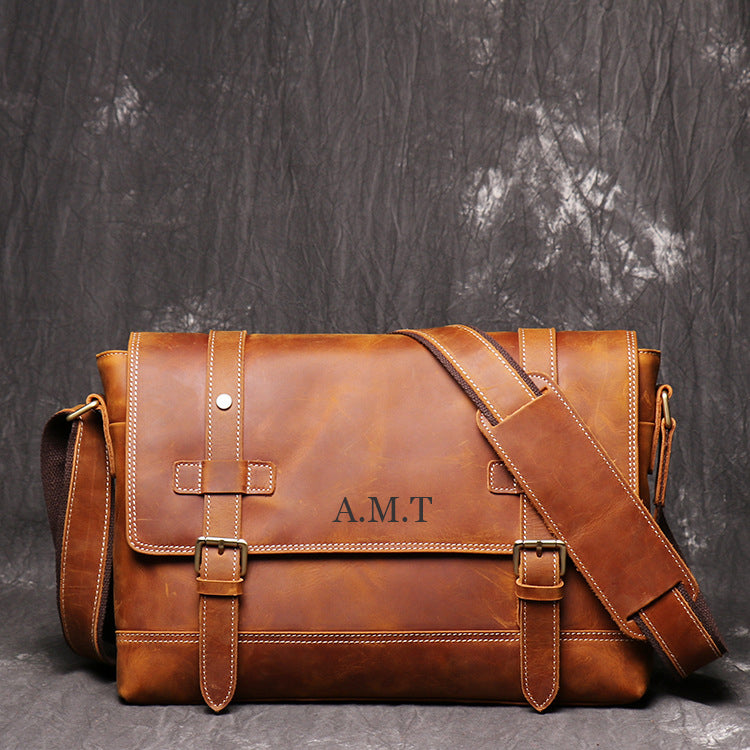 Personalized Leather Satchel Bag for Men, Leather Messenger Bag
